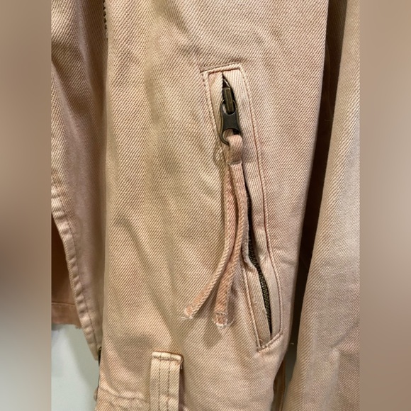 Free People Light Pink Denim Motorcycle Style Jacket - Picture 5 of 13